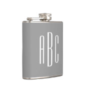 Modernes Grau-Weiß-Monogramm mit einfachen drei Bu Flachmann (Rechts)