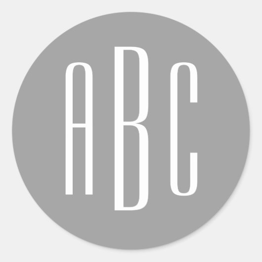 Modernes Grau-Weiß-Monogramm mit einfachen drei Bu Runder Aufkleber (Vorderseite)