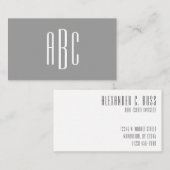Modernes Grau-Weiß-Monogramm mit einfachen drei Bu Visitenkarte (Vorne/Hinten)