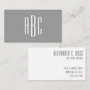 Modernes Grau-Weiß-Monogramm mit einfachen drei Bu Visitenkarte