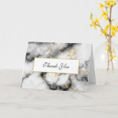 Modernes, grau-weißes Marmor und goldenes Band Vie Karte (Gelbe Blume)