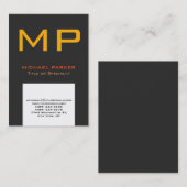 Modernes, grau-weißes Monogramm Visitenkarte (Vorne/Hinten)