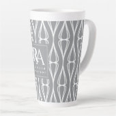 Modernes, grau-weißes Muster-Monogramm Milchtasse (Rechte Ecke)