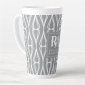 Modernes, grau-weißes Muster-Monogramm Milchtasse (Linke Ecke)
