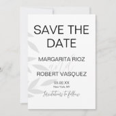 Modernes, grau-weißes Skript speichern Sie die Dat Einladung (Vorderseite)