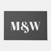 Modernes, grau-weißes Zierpaar, monogramm Fußmatte (Vorderseite)