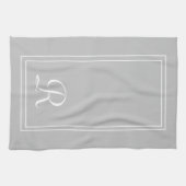 Modernes, grau-weißgestricktes Monogramm Geschirrtuch (Horizontal)
