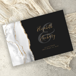Modernes Grau White Agate Gold Script dunkel Gästebuch