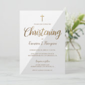 Modernes Grau-White-Gold-Weihnachtsbaby Einladung (Stehend Vorderseite)