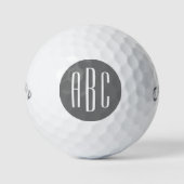 Modernes Grau-White-Letter-Monogramm Golfball (Vorderseite)