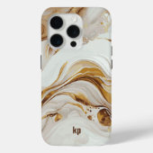 Modernes, grau-Wirbles Marmortexturmonogramm Case-Mate iPhone Hülle (Rückseite)