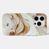 Modernes, grau-Wirbles Marmortexturmonogramm Case-Mate iPhone Hülle (Rückseite (Horizontal))