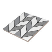 Modernes grauer Glitzer Herringbone Zickzack Muste Fliese (Seite)