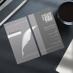 Modernes graues Feather Pen nib-Logo Notar öffentl Visitenkarte