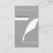 Modernes graues Feather Pen nib-Logo Notar öffentl Visitenkarte (Vorderseite)