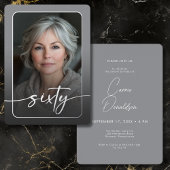 Modernes Graues Foto 60. Geburtstag Folieneinladung