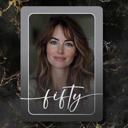 Modernes Graues Foto Fiftieth Birthday Folieneinladung