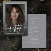 Modernes Graues Foto Fiftieth Birthday Folieneinladung