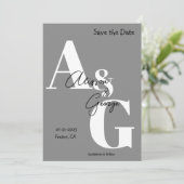 Modernes graues Foto Save The Date (Stehend Vorderseite)