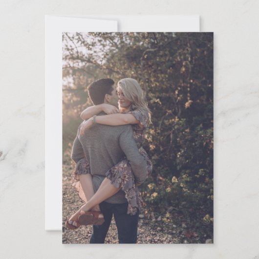 Modernes graues Foto Save The Date (Rückseite)