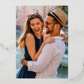 Modernes graues Foto Save the Date Gold Folieneinladung (Rückseite)