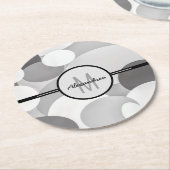 Modernes graues, geometrisches Monogramm Runder Pappuntersetzer (Angewinkelt)