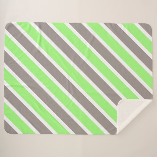 Modernes graues, gestreiftes Muster Sherpadecke (Vorderseite (Horizontal))