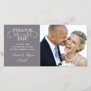 Modernes graues Hochzeits-Foto danken Ihnen Karten