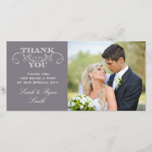 Modernes graues Hochzeits-Foto danken Ihnen Karten