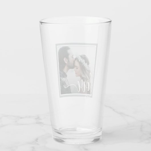 Modernes Graues Liebe Script-Foto Glas (Rückseite)