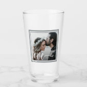 Modernes Graues Liebe Script-Foto Glas (Vorderseite)