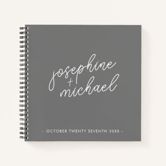 Modernes Graues Minimal Wedding Gästebuch Notizblock (Vorderseite)