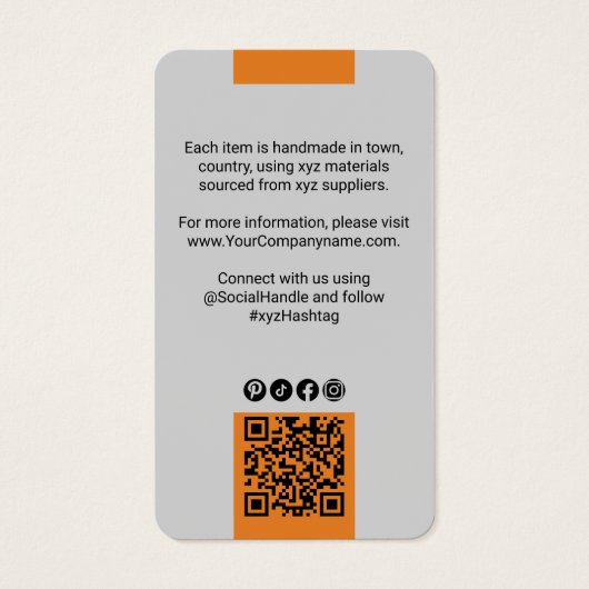 Modernes, graues Orange Logo QR Code Kleidungstari (Rückseite)