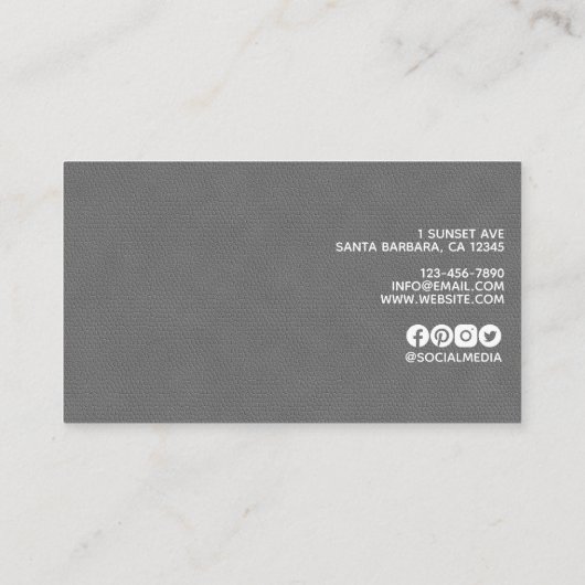 Modernes graues Pebbled Leder Textur Beruflich Visitenkarte (Rückseite)