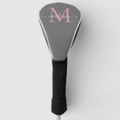 Modernes, graues Rosa Monogram, Girly Chic Script Golf Headcover (Vorderseite)