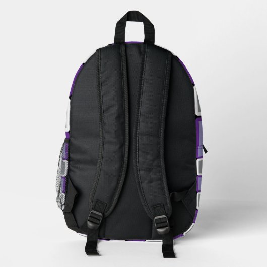 Modernes graues Rucksack mit blassem Lila-weißem H (Rückseite)