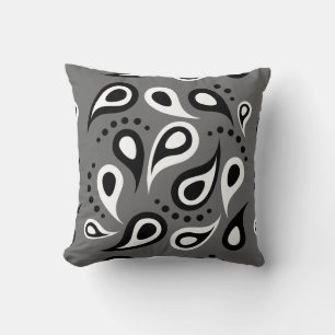 Modernes graues Schwarz-weißes Paisley-Kissen Kissen