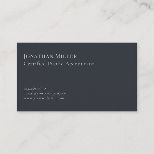 Modernes graues Silber-Logo Visitenkarte (Vorderseite)