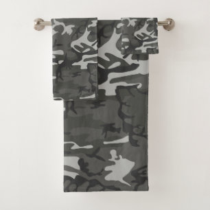 Modernes graues Tarnungs-Muster Badhandtuch Set
