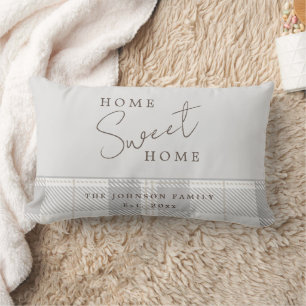 Modernes graues Tartan-Karo Home Sweet Home Lendenkissen