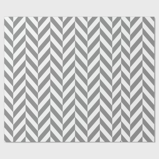 Modernes, graues und weißes Herringbone-Packpapier Geschenkpapier (Flach)