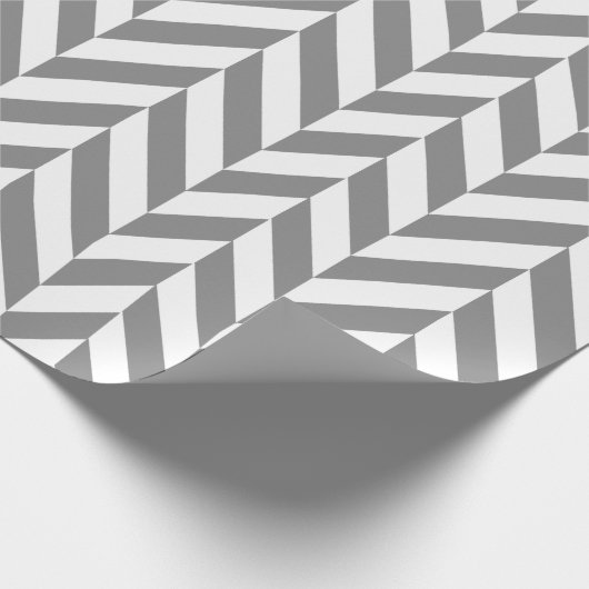 Modernes, graues und weißes Herringbone-Packpapier Geschenkpapier (Ecke)