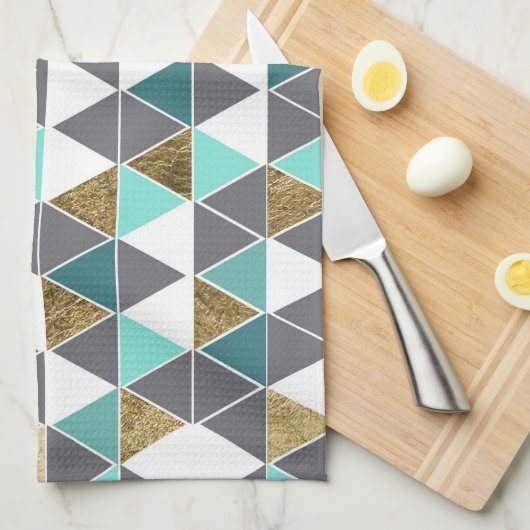 Modernes graues Weiß aquamarin und Handtuch (Viertel Falte)