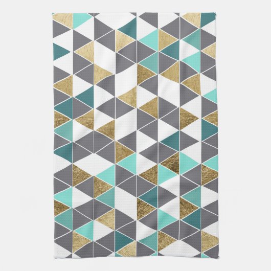 Modernes graues Weiß aquamarin und Handtuch (Vertikal)