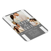 Modernes Graues Weiß Save the Date 3 Foto Hochzeit Magnet (Rechte Seite)