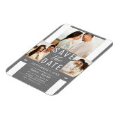Modernes Graues Weiß Save the Date 3 Foto Hochzeit Magnet (Linke Seite)