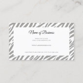 Modernes Graues Zebra drucken Berufliche Schrift Visitenkarte (Rückseite)