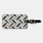 Modernes graues Zickzack geometrisches Gepäckanhänger (Vorderseite horizontal)