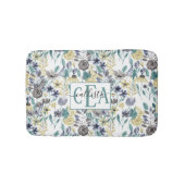 Modernes Graugelbes Floral-Aquarellmonogramm Badematte (Vorderseite)