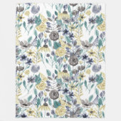 Modernes graugelbes, florales Wasserfarbmuster Fleecedecke (Vorderseite)